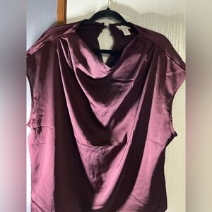 H&M Satin Cowl Neck Blouse Size XXL | Burgundy